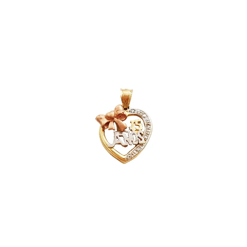 rose gold cubic zirconia earrings 15 Años Heart Pendant (14K)