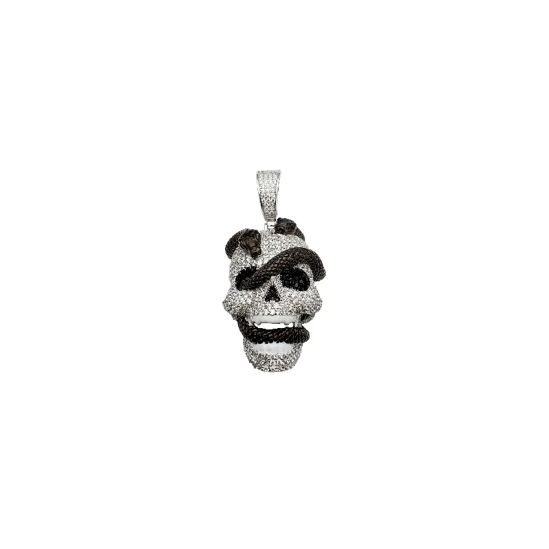 classic gold cuff bracelet 3-Dimensional Distressed Skull And Snakes Pendant (Silver)