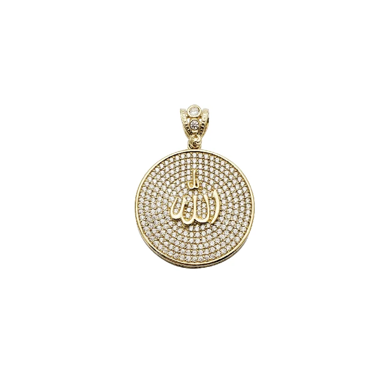 minimalist birthstone bangle Allah Round CZ Pendant (14K)