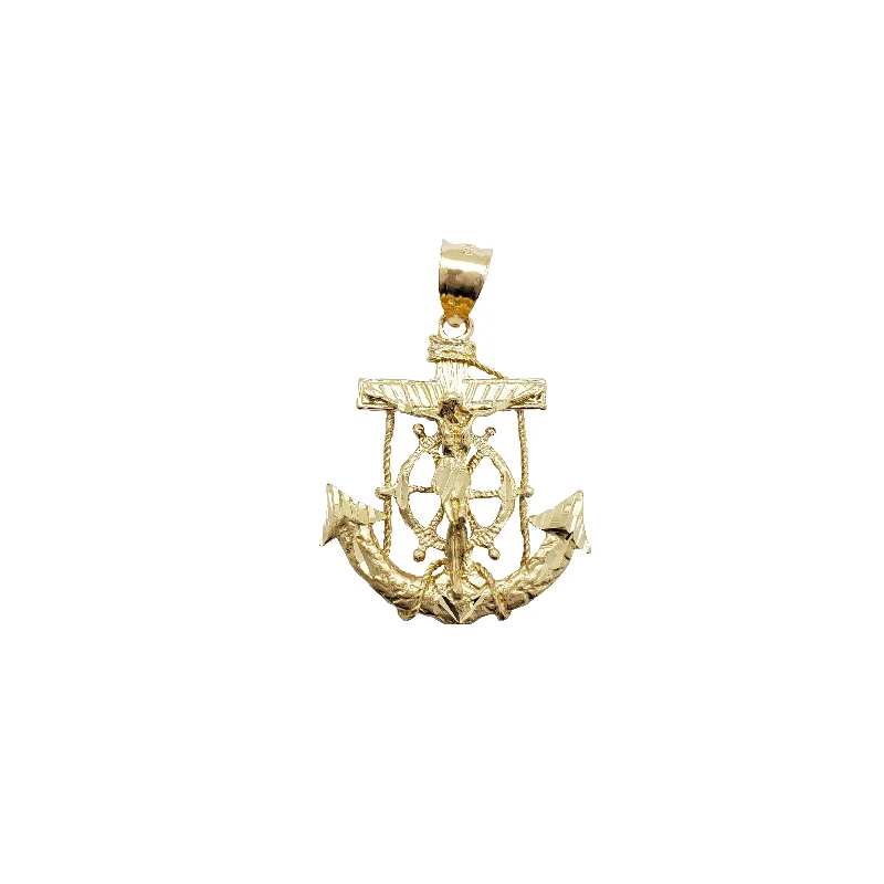 black pearl earrings classic Anchor Jesus Pendant (14K)