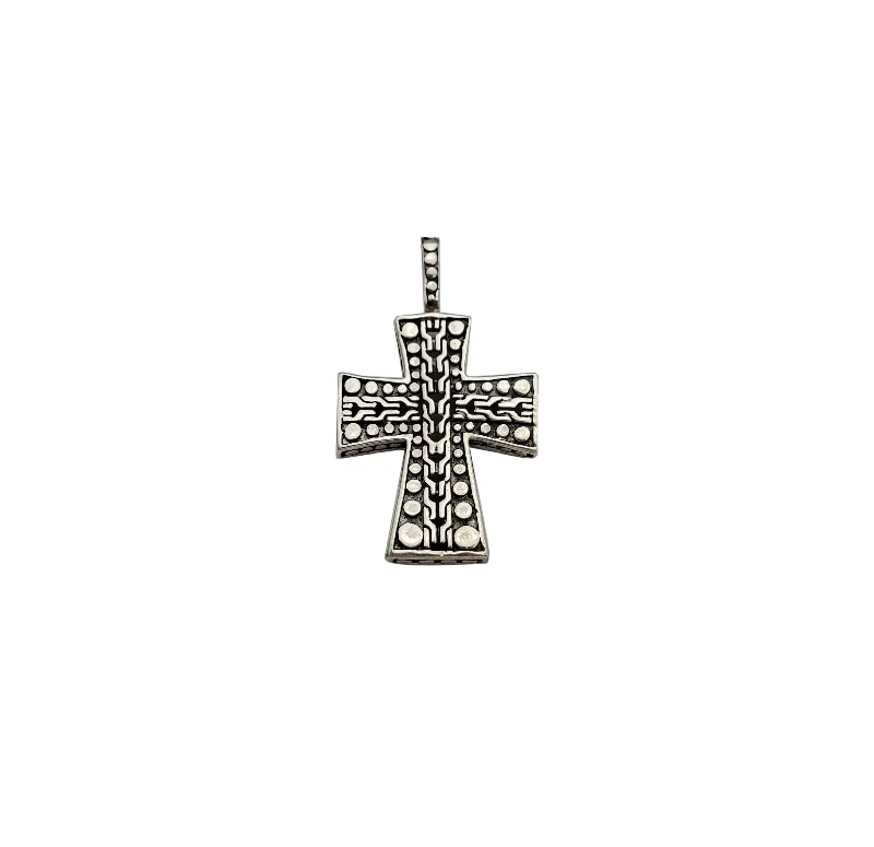 celestial moon and stars ring Antique Finish Ancient Cross Pendant (Silver)