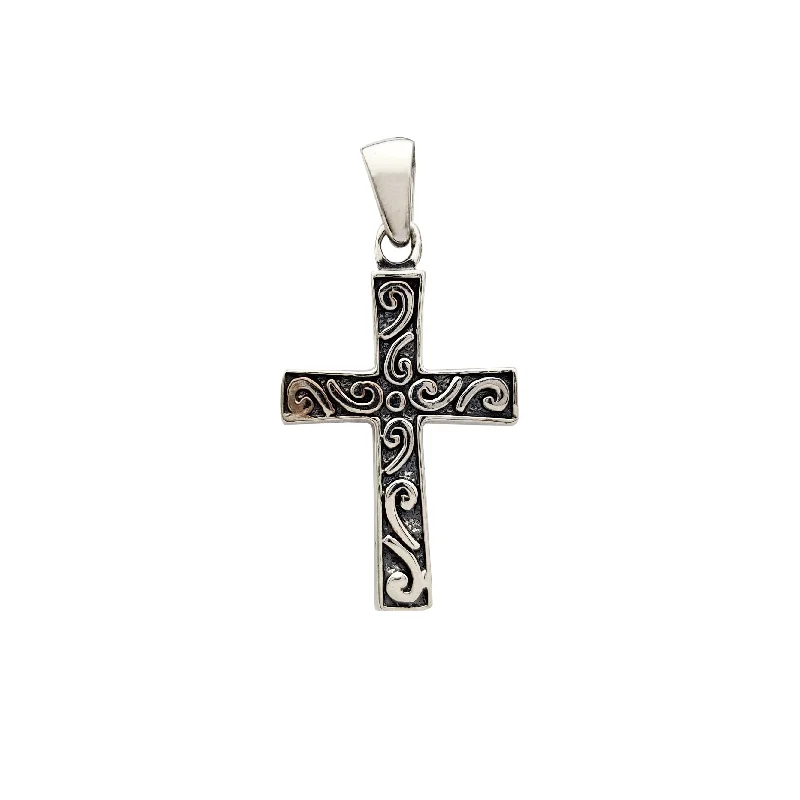 rose gold bezel ring Antique-Finish Cross Pendant (Silver)