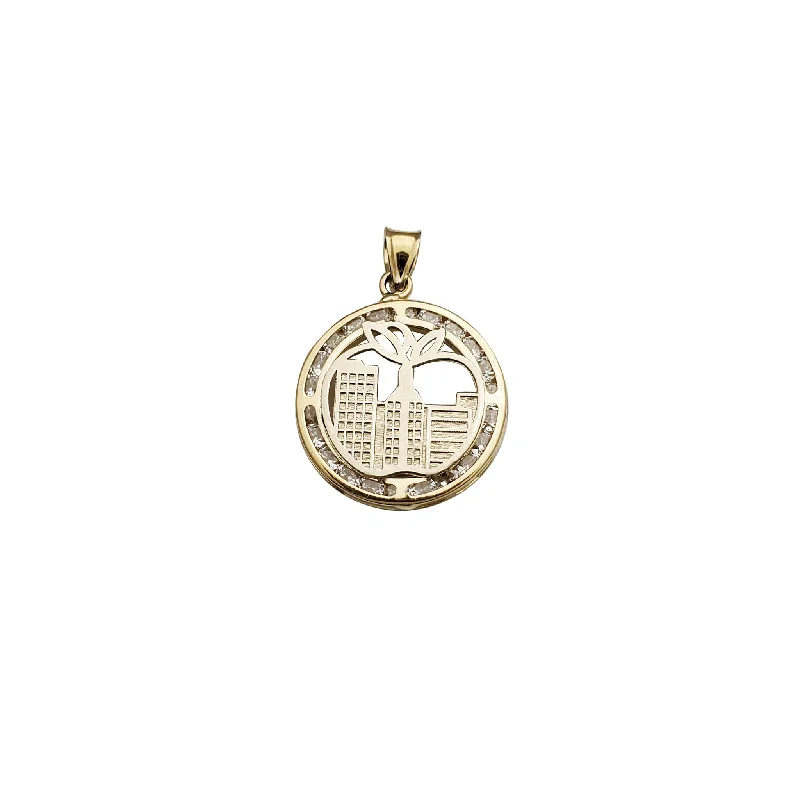 rose gold ring with diamonds Apple City Round CZ Pendant (14K)