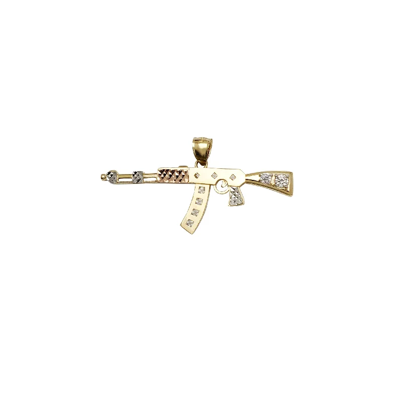 classic pearl strand necklace AK-47 Assault Rifle CZ Pendant (14K)