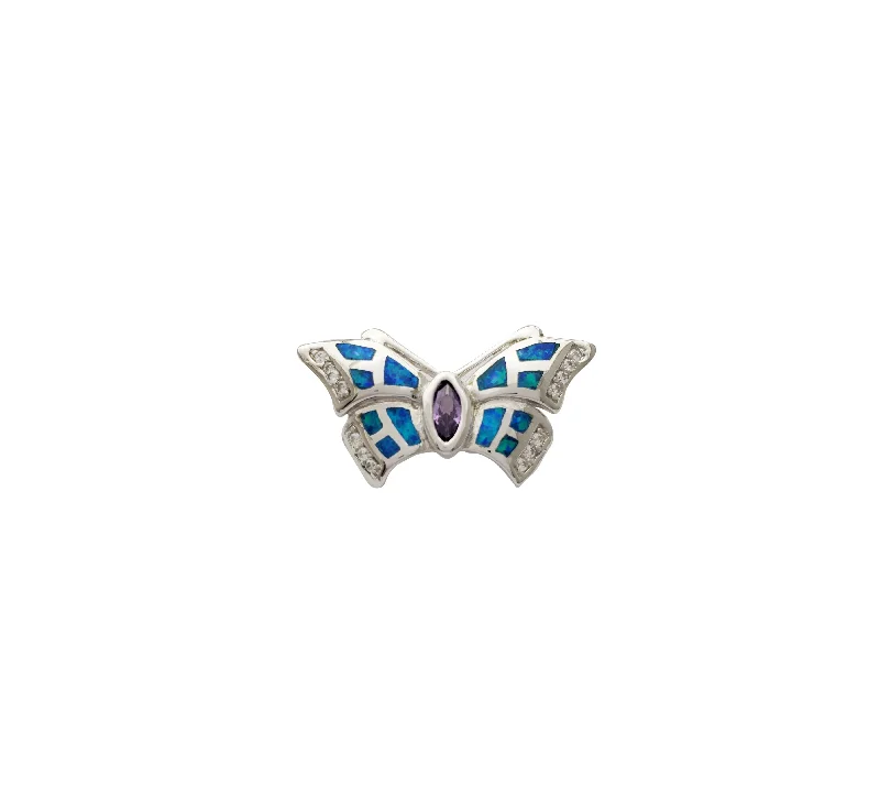 celestial star ring gold Blue Opal Butterfly Pendant (Silver)