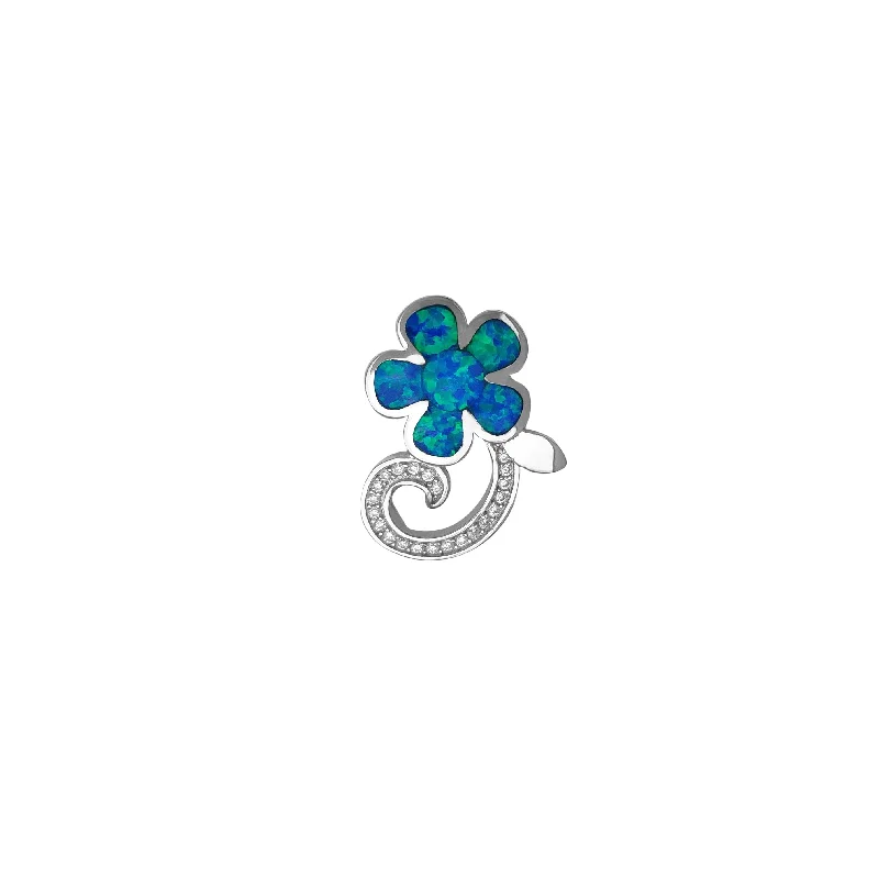 freshwater pearl drop earrings Blue Opal Flower Pendant (Silver)