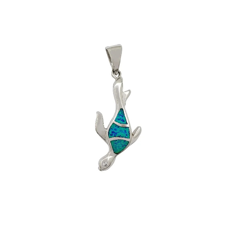 yellow sapphire engagement ring Blue Opal Seal Pendant (Silver)