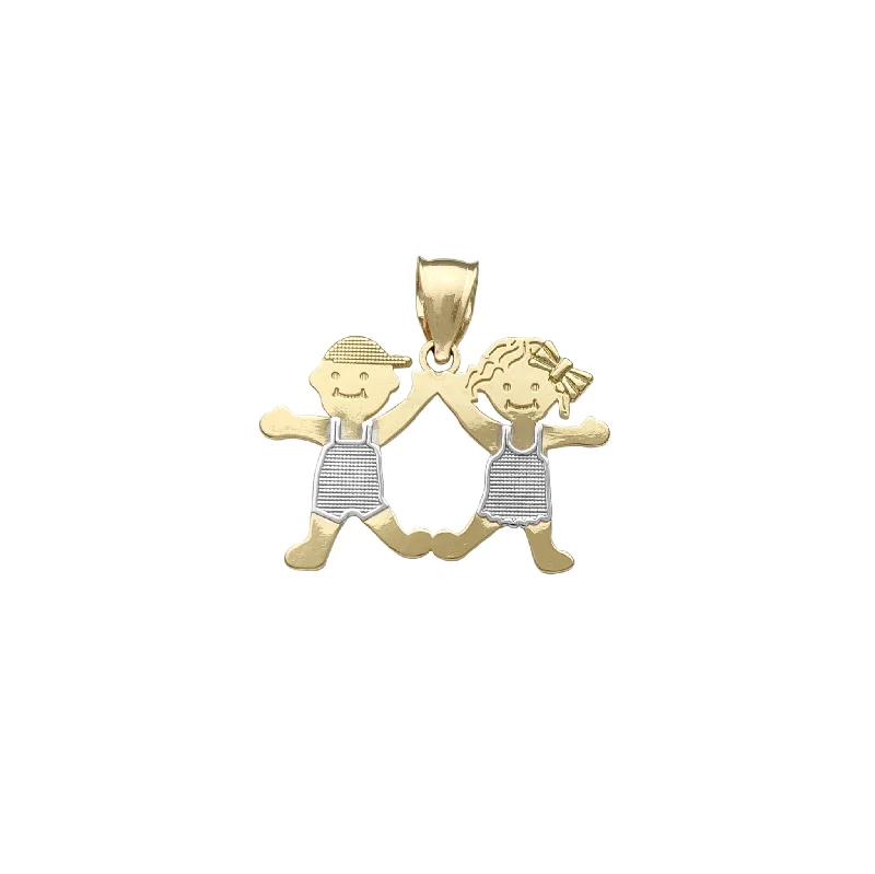 personalized pet photo necklace Boy & Girl Pendant (14K)