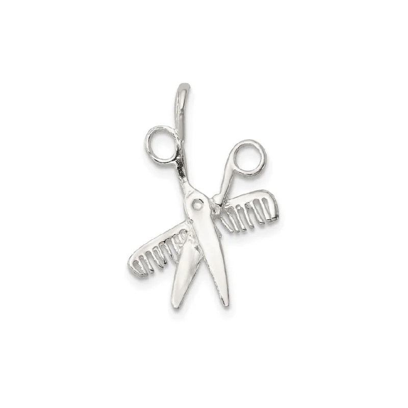 personalized family tree necklace Comb & Scissors Charm (Silver)