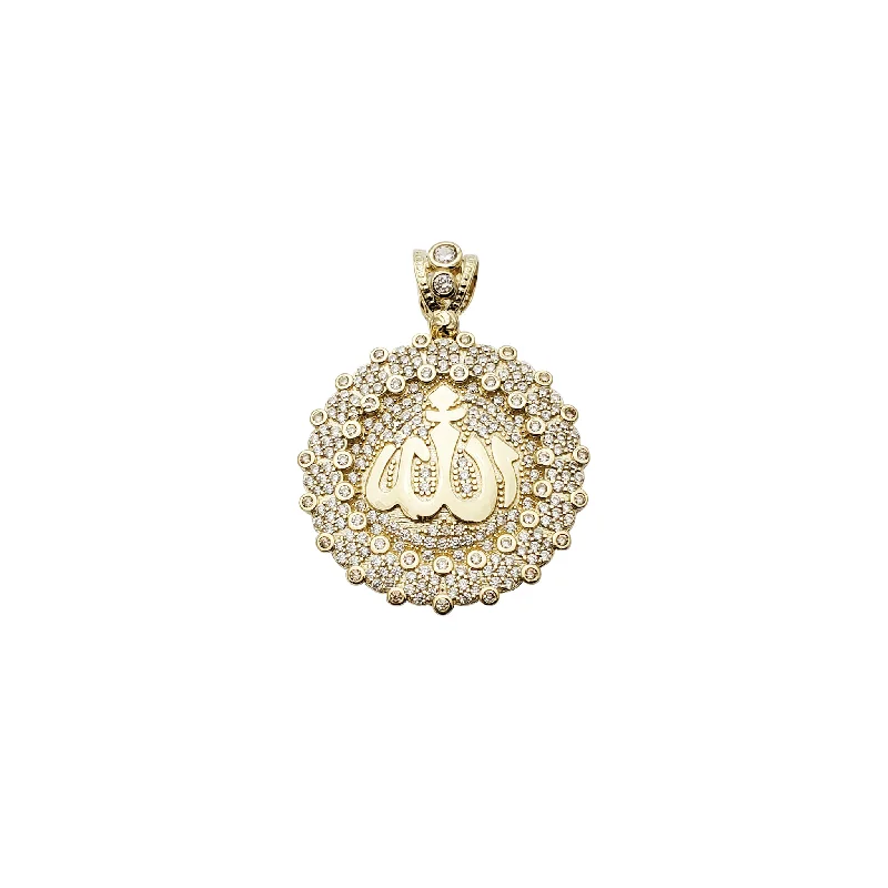 classic cubic zirconia pendant Allah Round CZ Pendant 2 (14K)