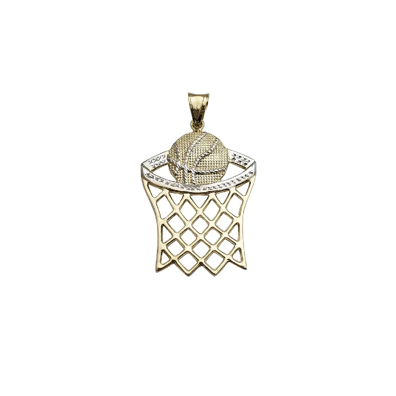 handmade resin flower earrings Basketball & Hoop CZ Pendant 4 (14K)