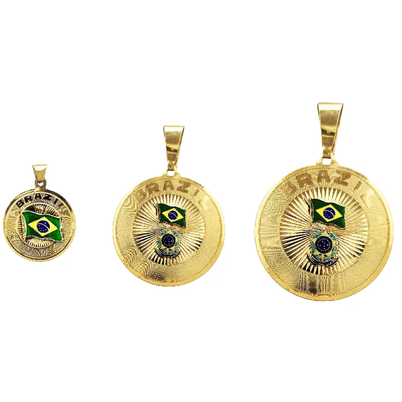 adjustable gemstone choker Brazil Medallion Pendant (14K)