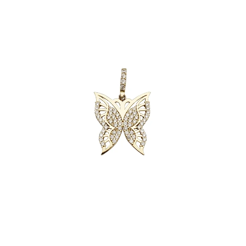 celestial sunburst ring gold Butterfly CZ Pendant 2 (14K)