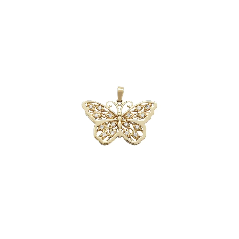 sterling silver charm anklet Butterfly CZ Pendant 1 (14K)