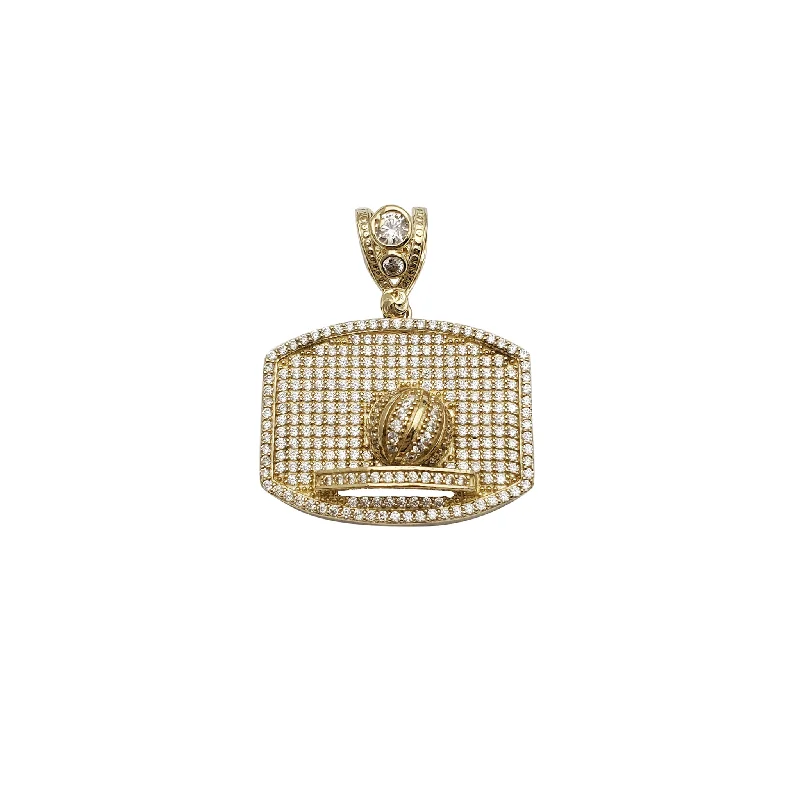 elegant art deco necklace Basketball & Hoop CZ Pendant 3 (14K)