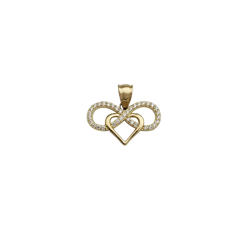 statement gemstone necklace handmade Infinity Through Heart CZ Pendant (14K)