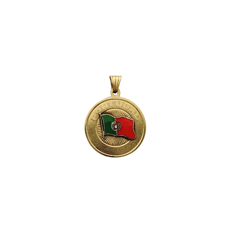 minimalist cubic zirconia earrings Portugal Medallion Pendant (14K)