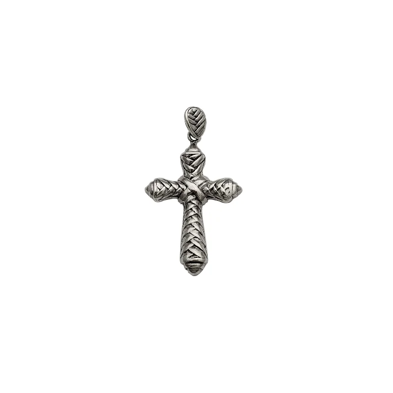 opal gemstone halo ring Cross Pendant (Silver)