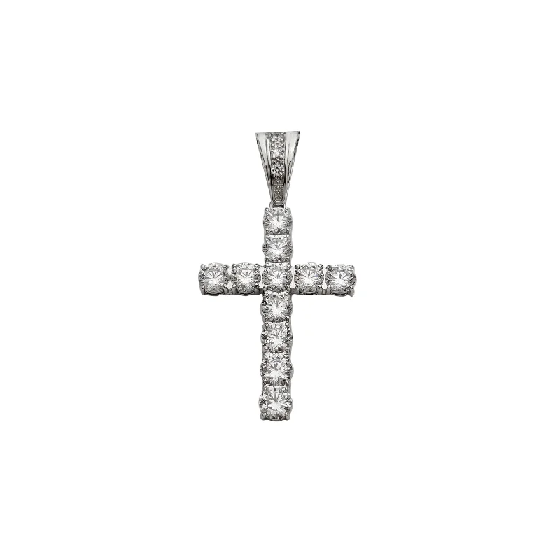 boho pearl charm bracelet Cross Pendant (Silver)