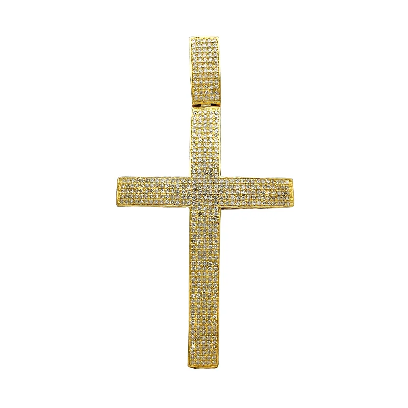 bold Cuban link bracelet men Diamond Convex Cross Pendant (10K)