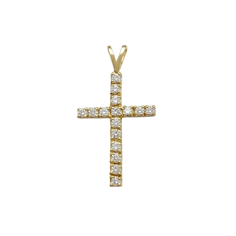 gold heart-shaped pendant necklace Diamond Cross Pendant (14K)