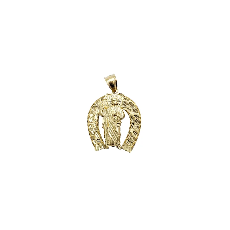 handmade clay bead earrings Diamond-Cut Horse Shoe Saint Jude Pendant (14K)