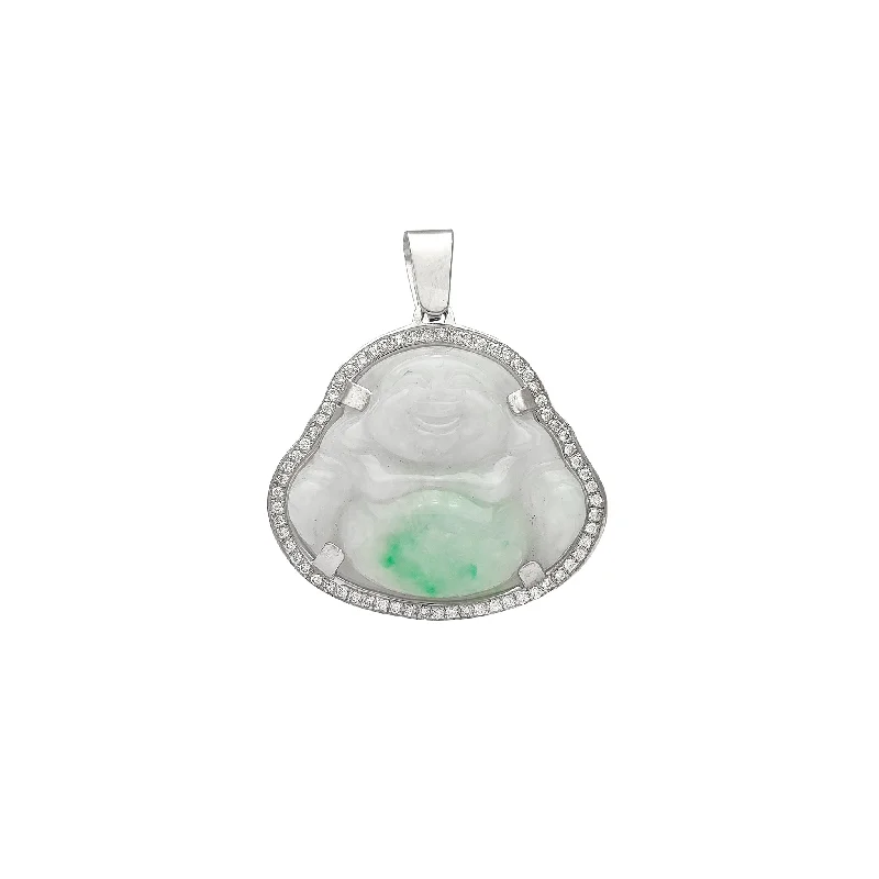 black stainless steel signet ring Diamond Frame Buddha Jade Pendant (14K)