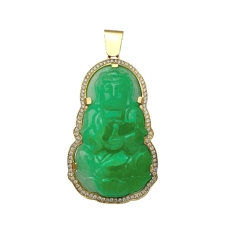 dainty sapphire stacking rings Diamond Frame GuanYin Jade Pendant (14K)