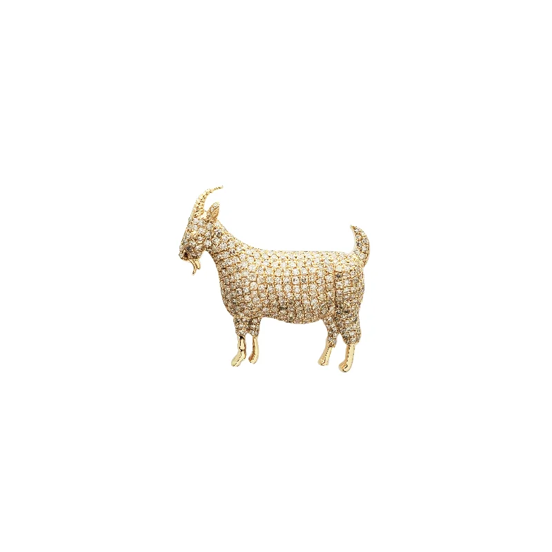 hammered gold disc necklace Diamond Goat Pendant (14K)