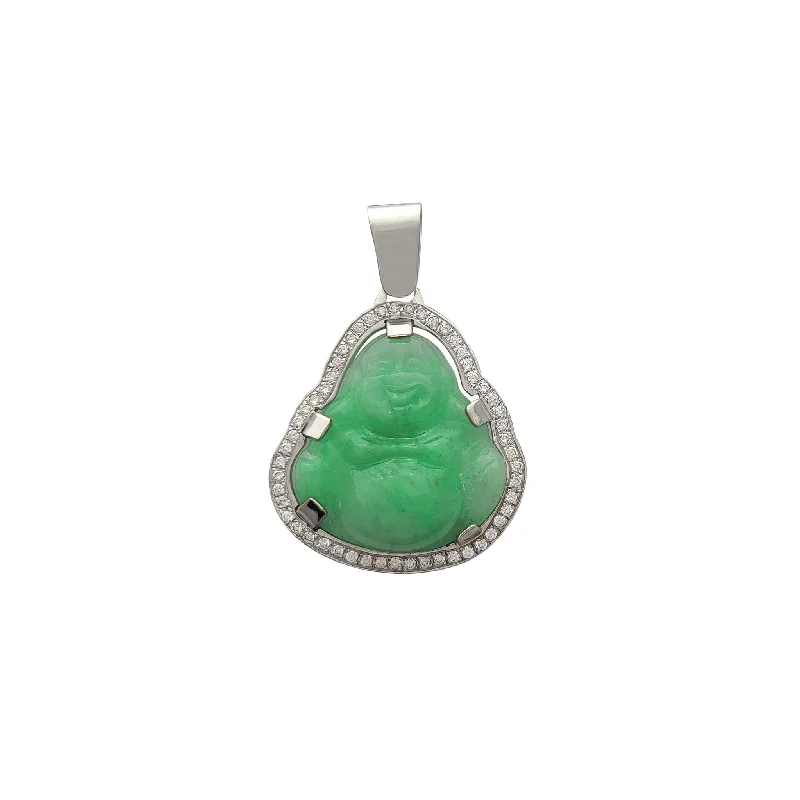 petite diamond promise ring Diamond Halo Buddha Jade Pendant (14K)