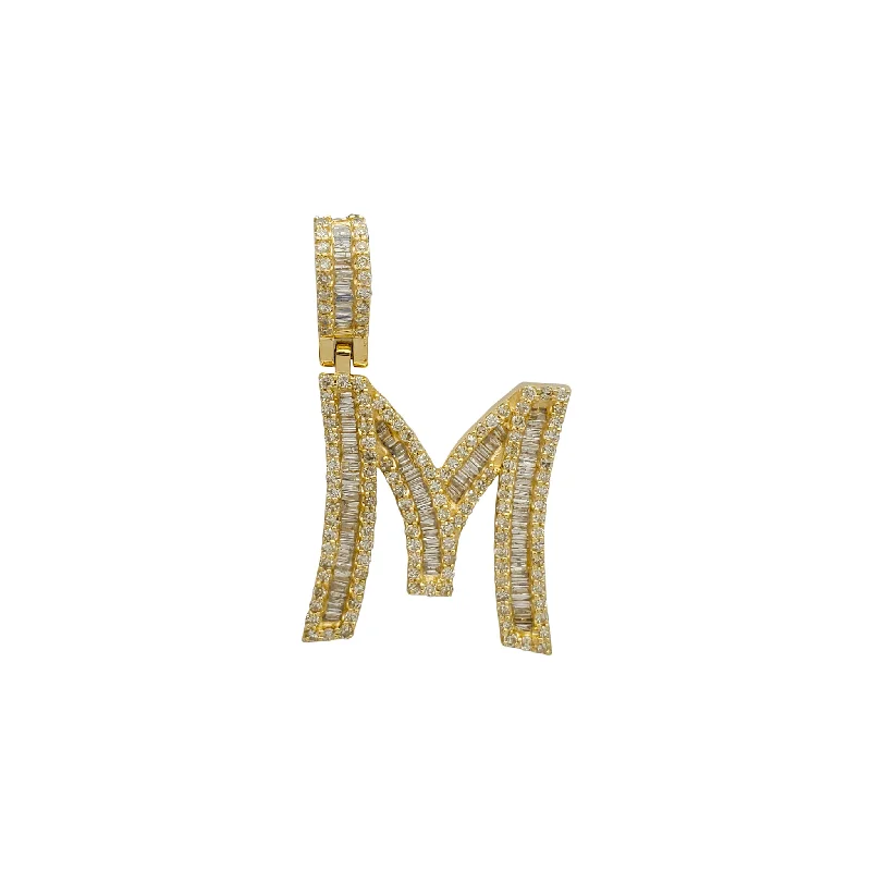 vintage-style filigree bracelet Diamond Initial Letter "M" Pendant (14K)