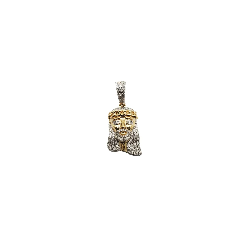 modern geometric earrings gold Diamond Jesus Head Pendant (14K)