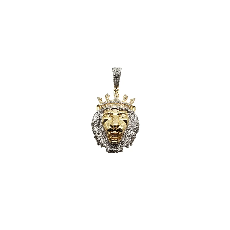 sterling silver angel wing pendant Diamond Lion Head Pendant (14K)