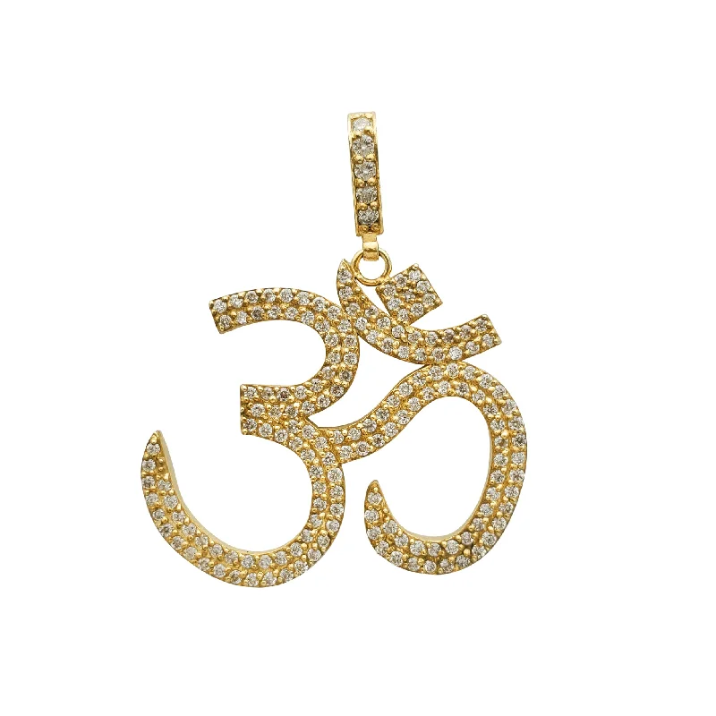 modern baguette diamond ring Diamond OM Symbol Pendant (14K)