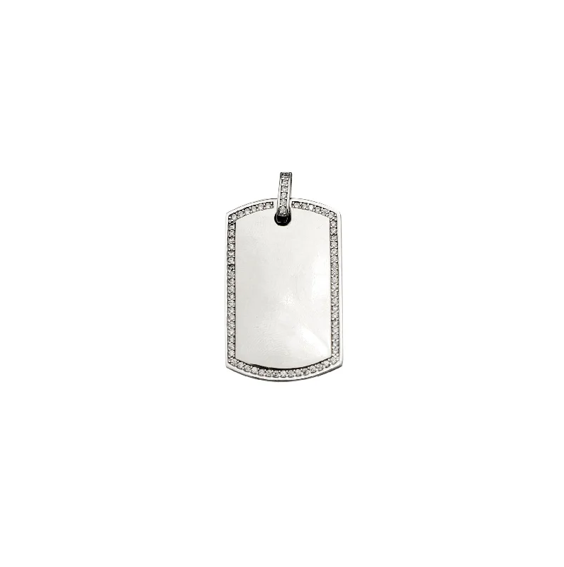 handcrafted gold stud earrings Zirconia Dog Tag Pendant (Silver)