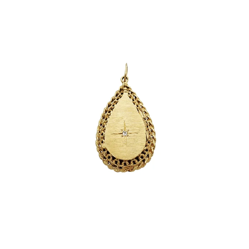 handcrafted turquoise necklace Drop Shape Locket Pendant (14K)