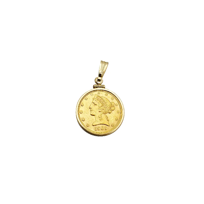 personalized coordinates ring custom Five D. Gold Coin Pendant 1901 (14K)