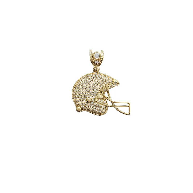 white gold diamond cluster ring Football Helmet CZ Pendant (14K)