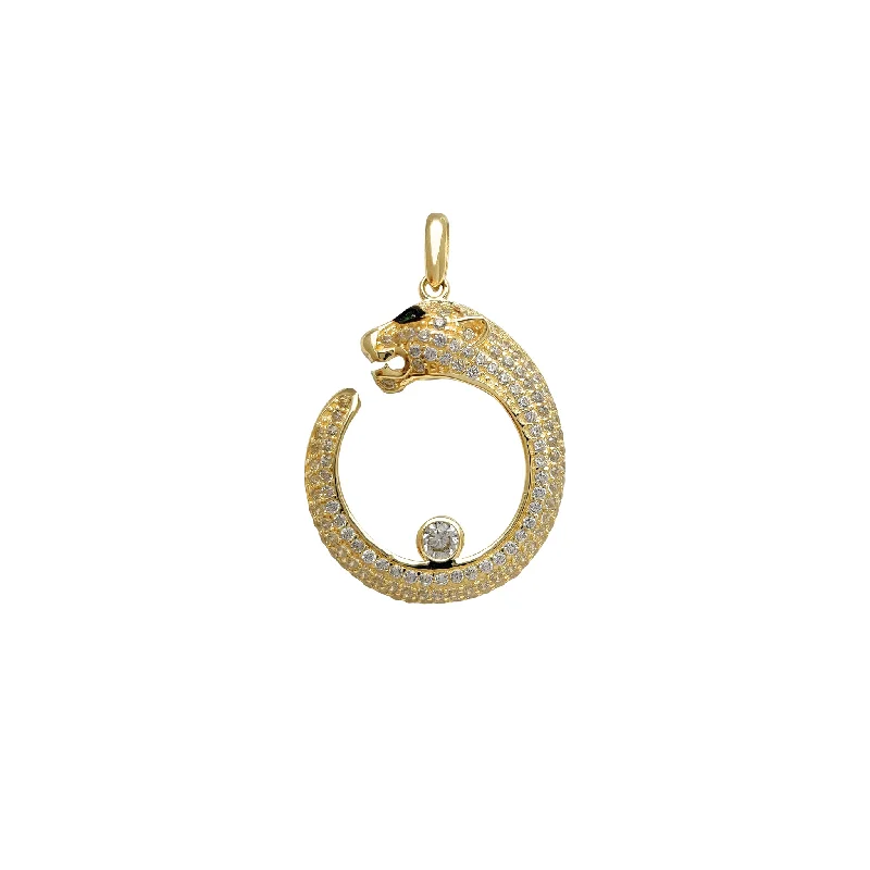 white topaz stacking rings Iced-Out Green-Eye Panther Crescent Pendant (14K)