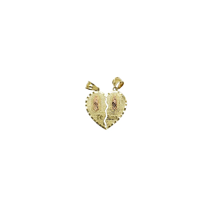minimalist rose gold stacking rings Guadalupe Broken Heart "Te Amo" Pendant (14K)