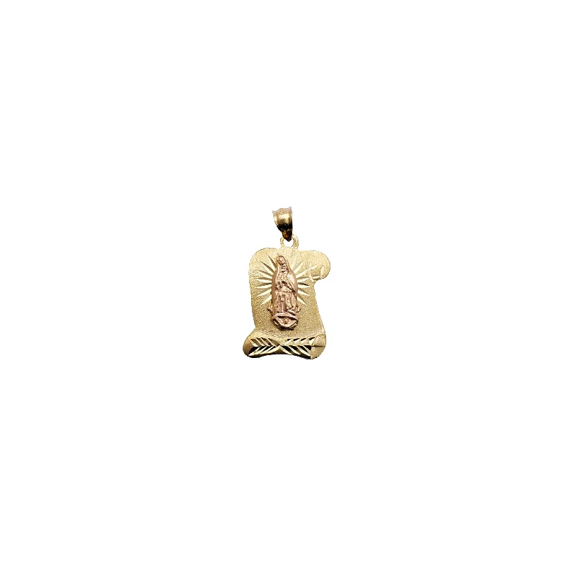 white opal engagement ring Virgin Mary of Guadalupe Scroll Pendant (14K)