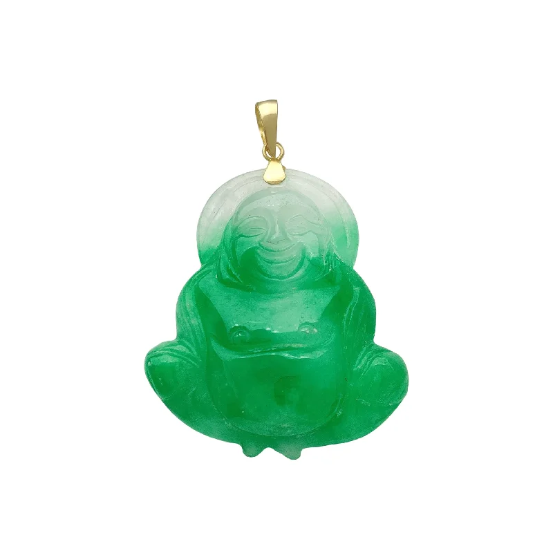 men’s titanium ring with diamonds Halo Laughing Buddha Jade Pendant (14K)