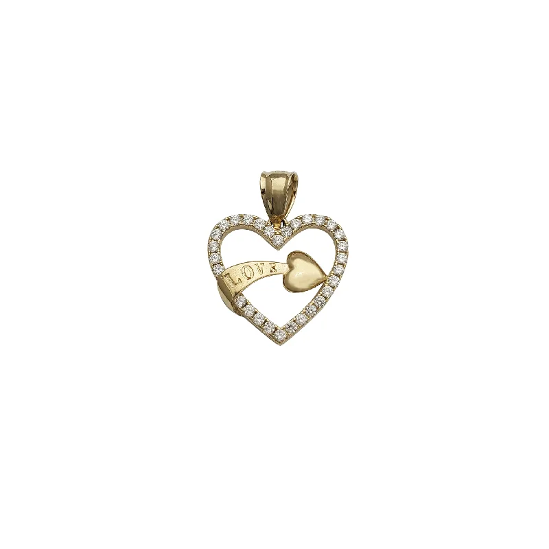 men’s tungsten carbide ring Heart Arrow CZ Pendant (14K)