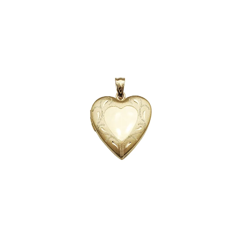 delicate gold band ring Heart Shape Locket Pendant (14K)