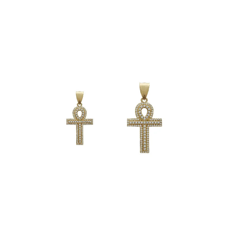 bohemian anklet with shells Iced-Out Ankh Pendant (14K)