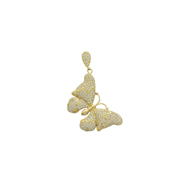 dainty opal nose ring Iced-Out Butterfly Pendant (14K)