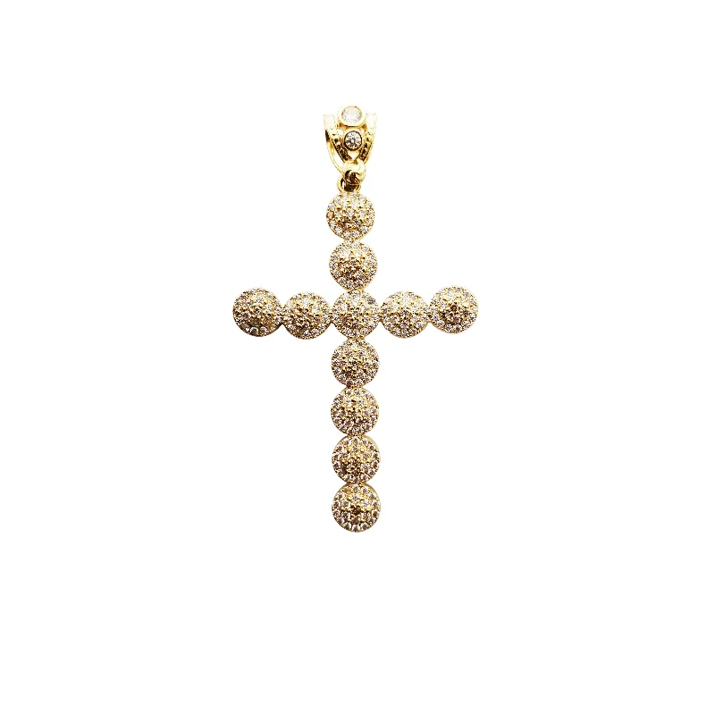 men’s silver ring with onyx Iced-Out Cross Pendant (14K)