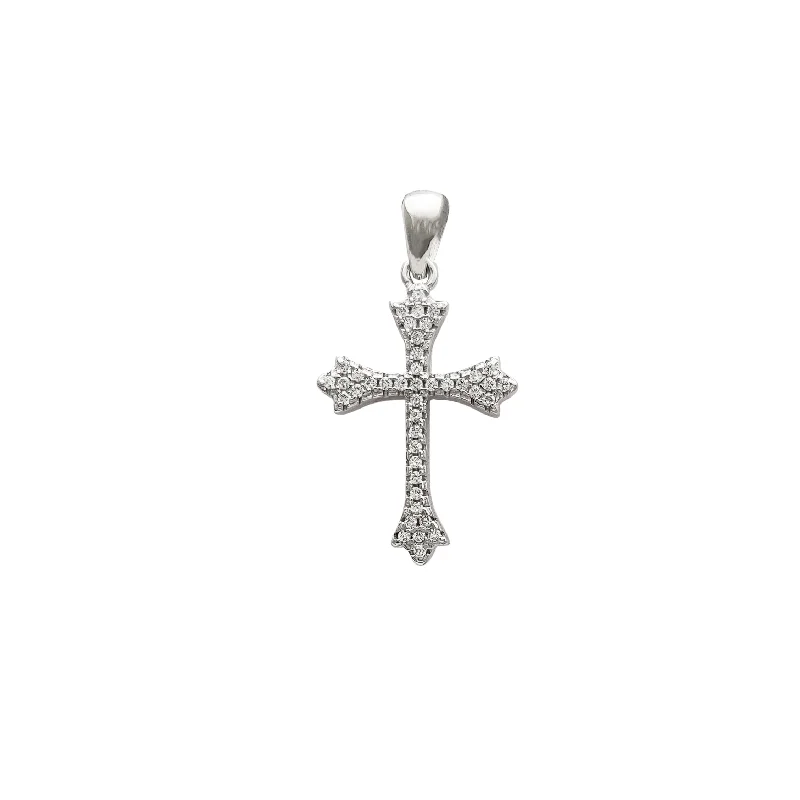personalized couples ring engraved Iced-Out Cross Pendant (Silver)