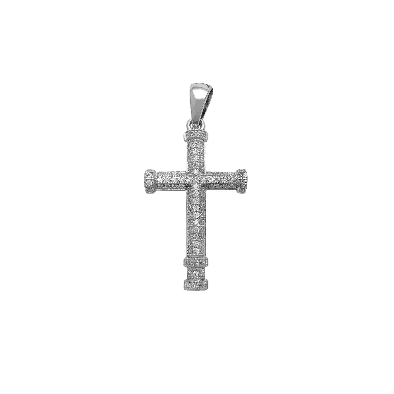 men’s silver wedding band Iced-Out Cross Pendant (Silver)