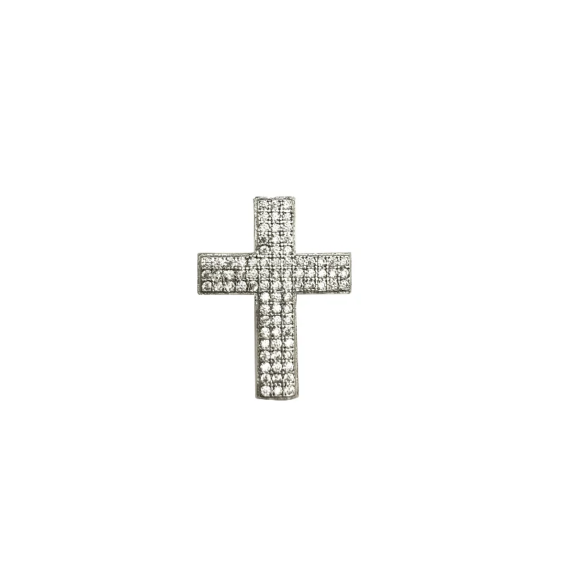 vintage platinum wedding band Iced-Out Cross Pendant (Silver)
